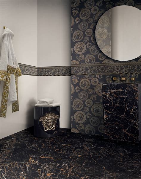 versace plocice|Versace ceramics bathroom.